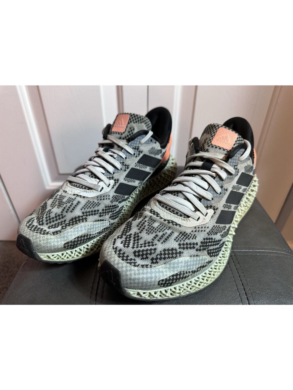 Mens Adidas Shoes 4D Run 1.0 FW1233] Size 8.5 US White Black Mesh Running Stripe
